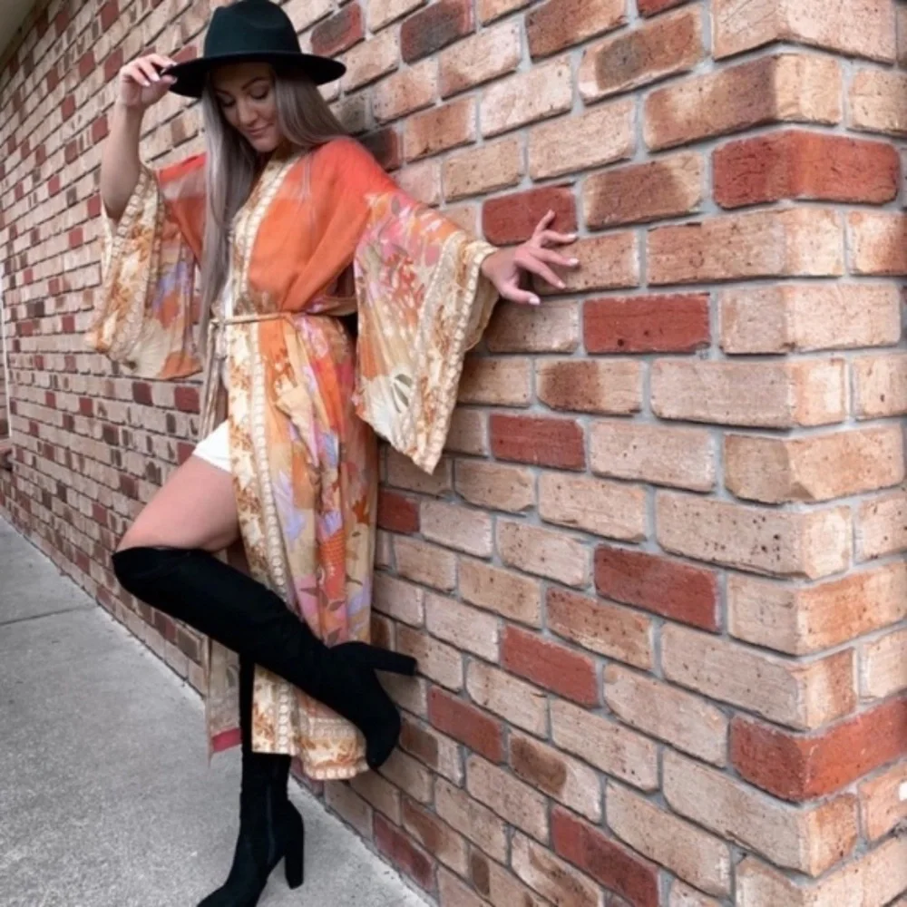 SOLD OUT Mermaid Dreams Boho Kimono Duster Robe Coverup - Picture 6 of 15